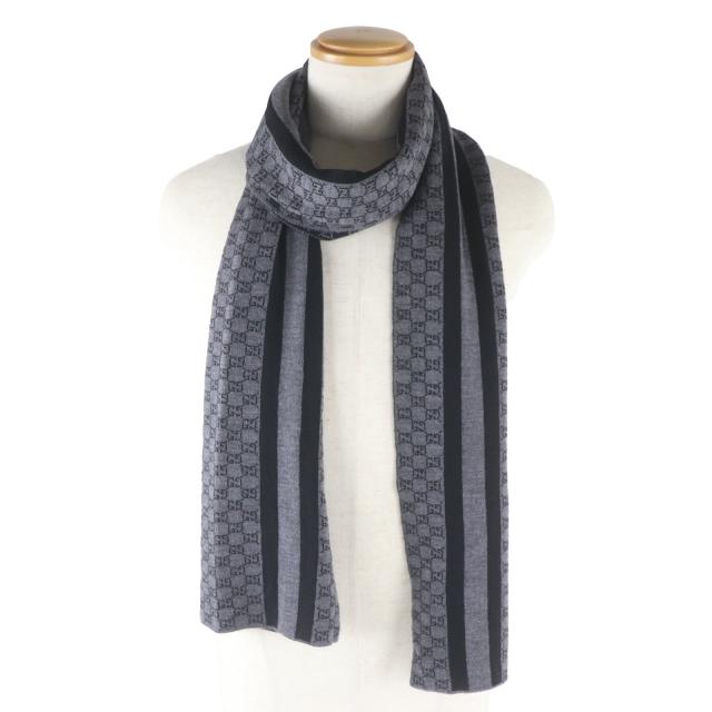 グッチ Gucci マフラー リバーシブル GG ウール ラメ ジャガード GUCCI