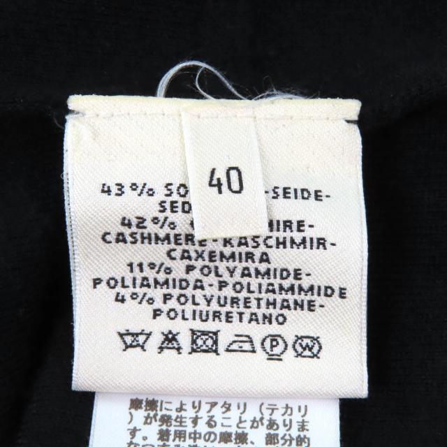 美品★HERMES エルメス シルク カシミヤ混 馬具総柄編み クルーネック 長袖 ニットワンピース ブラック 40 イタリア製 正規品 レディース_6