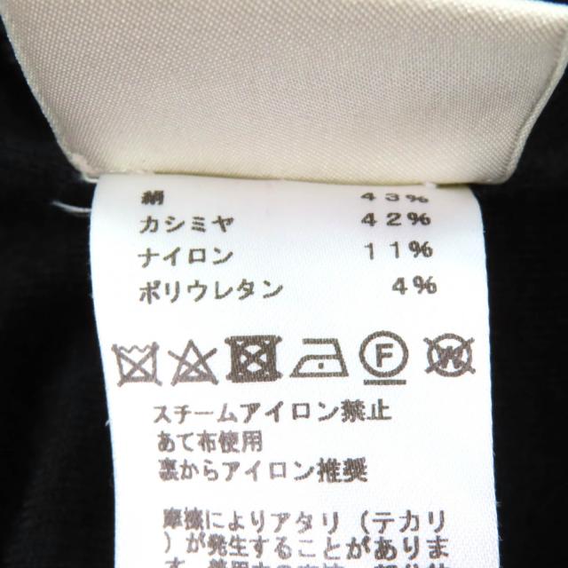 美品★HERMES エルメス シルク カシミヤ混 馬具総柄編み クルーネック 長袖 ニットワンピース ブラック 40 イタリア製 正規品 レディース_7