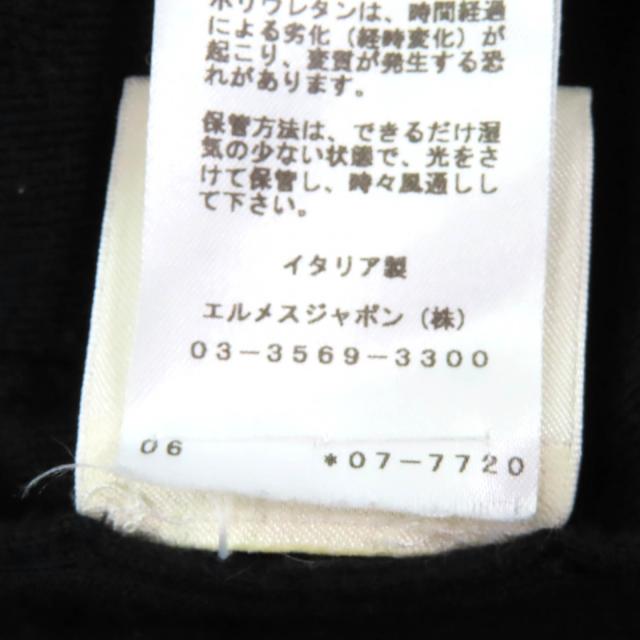 美品★HERMES エルメス シルク カシミヤ混 馬具総柄編み クルーネック 長袖 ニットワンピース ブラック 40 イタリア製 正規品 レディース_8