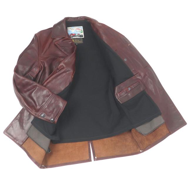 美品□AERO LEATHER エアロレザー バーンストーマー ホースハイド レザーピーコート 希少 ボルドー 36 英国製 スコットランド製 メンズ