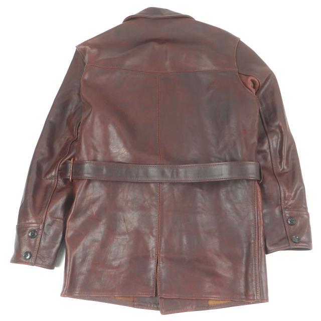 美品□AERO LEATHER エアロレザー バーンストーマー ホースハイド レザーピーコート 希少 ボルドー 36 英国製 スコットランド製 メンズ