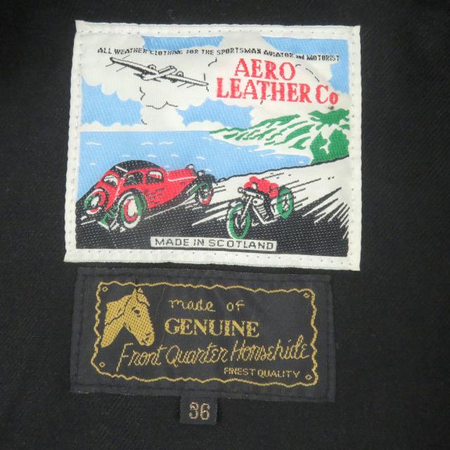 美品□AERO LEATHER エアロレザー バーンストーマー ホースハイド レザーピーコート 希少 ボルドー 36 英国製 スコットランド製 メンズ
