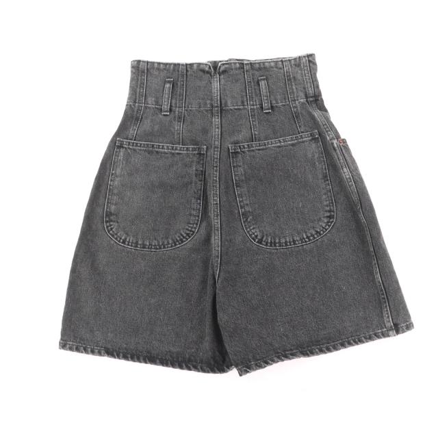 美品★CELINE セリーヌ コットン100％ ロゴボタン付 ハイウエスト デニム ショートパンツ ブラック 24 日本製 正規品 レディース_1