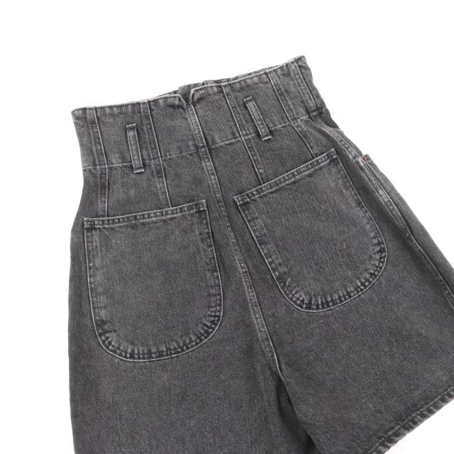 美品★CELINE セリーヌ コットン100％ ロゴボタン付 ハイウエスト デニム ショートパンツ ブラック 24 日本製 正規品 レディース_3