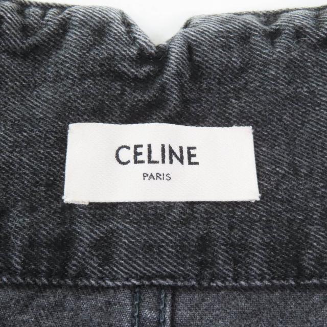美品★CELINE セリーヌ コットン100％ ロゴボタン付 ハイウエスト デニム ショートパンツ ブラック 24 日本製 正規品 レディース_6