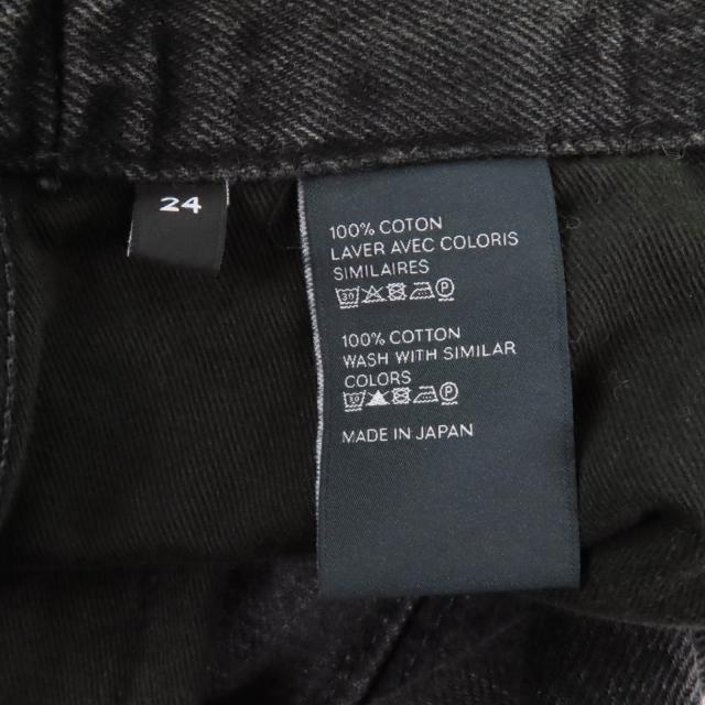美品★CELINE セリーヌ コットン100％ ロゴボタン付 ハイウエスト デニム ショートパンツ ブラック 24 日本製 正規品 レディース_7