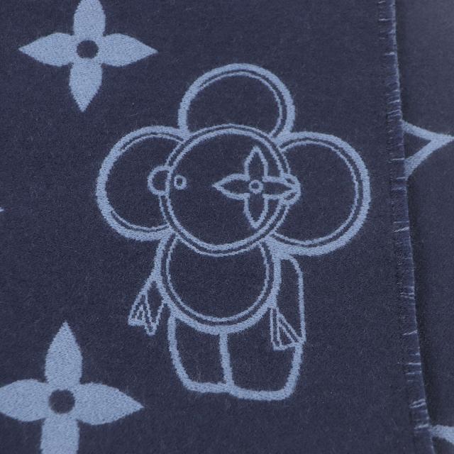 極美品□LOUIS VUITTON ルイヴィトン 2023年製 M77129 マフラー・モノグラム ヴィヴィエンヌ ウール ネイビー イタリア製 正規品 メンズ_5