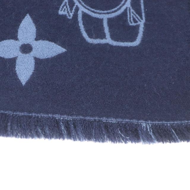 極美品□LOUIS VUITTON ルイヴィトン 2023年製 M77129 マフラー・モノグラム ヴィヴィエンヌ ウール ネイビー イタリア製 正規品 メンズ_4