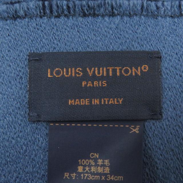 極美品□LOUIS VUITTON ルイヴィトン 2023年製 M77129 マフラー・モノグラム ヴィヴィエンヌ ウール ネイビー イタリア製 正規品 メンズ_6