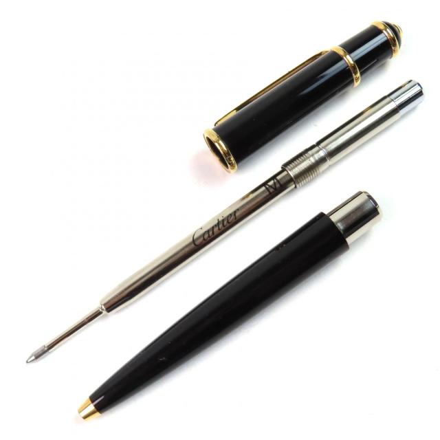 美品△Cartier カルティエ ディアボロ ドゥ カルティエ ブルージェムストーン ツイスト式 ボールペン ブラック ゴールド ドイツ製 メンズ_1