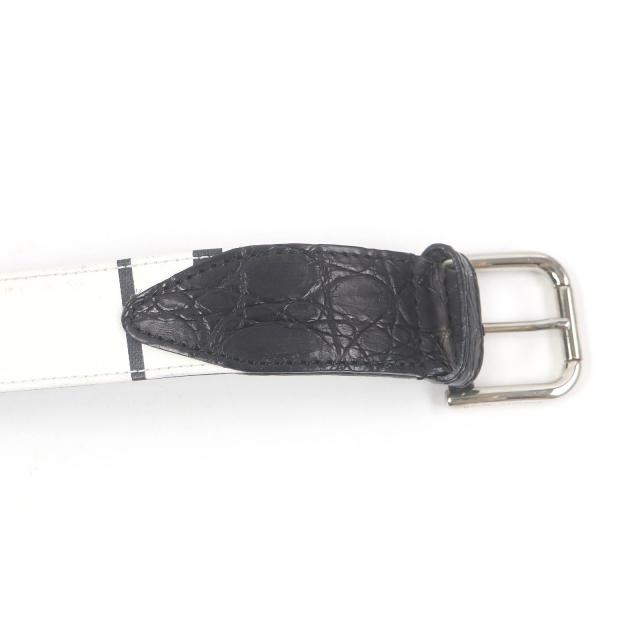 【ドンドン見直し】良品□DOLCE&GABBANA ドルチェ＆ガッバーナ クロコダイル切替 ロゴ入り レザーベルト 40/85 ホワイト イタリア製 その他ベルト