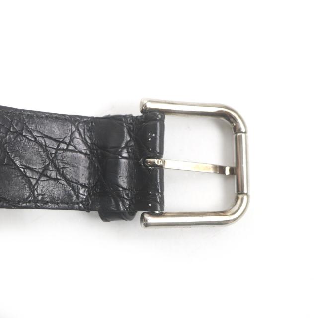 【ドンドン見直し】良品□DOLCE&GABBANA ドルチェ＆ガッバーナ クロコダイル切替 ロゴ入り レザーベルト 40/85 ホワイト イタリア製 その他ベルト