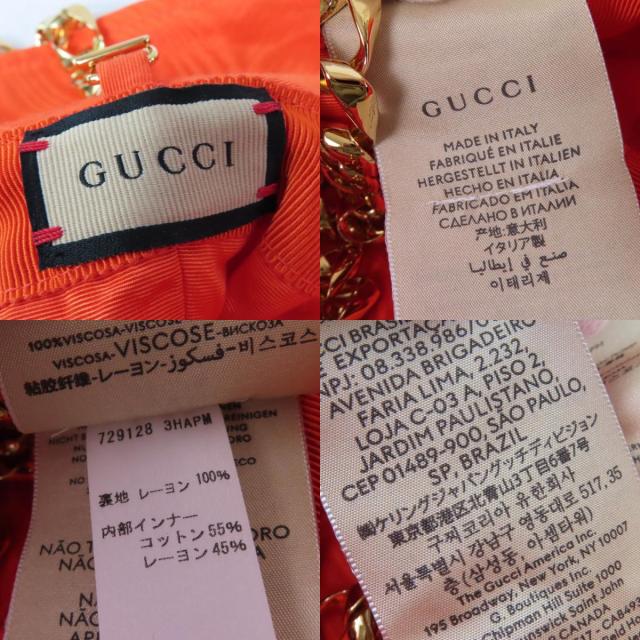 未使用品☆GUCCI グッチ 729128 チェーン付 GGモチーフ バケットハット オレンジ M （57cm） イタリア製　 正規品 レディース_8
