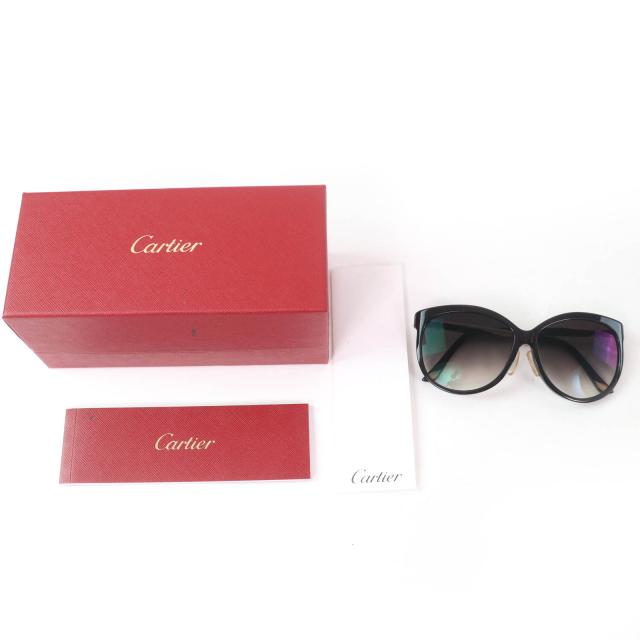 極美品☆Cartier カルティエ 6268522 トリニティ アイウェア サングラス ブラック シルバー ゴールド 箱付き フランス製 レディース