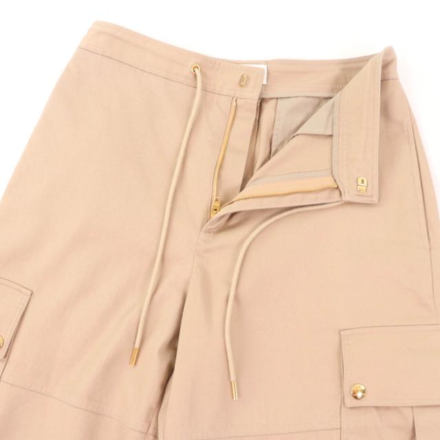 極美品☆CELINE セリーヌ 2P06A539W トリオンフ金ボタン ハイウエスト コットン100％ ルーズフィット カーゴパンツ 38 正規品 レディース_3