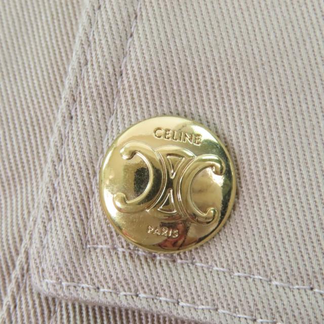 極美品☆CELINE セリーヌ 2P06A539W トリオンフ金ボタン ハイウエスト コットン100％ ルーズフィット カーゴパンツ 38 正規品 レディース_6