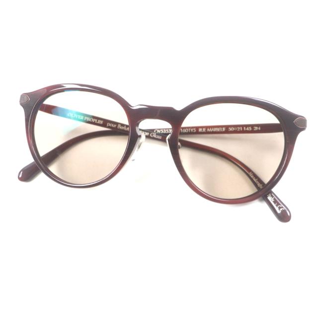 美品▼オリバーピープルズ プア ベルルッティ OV5353SQ RUE MARBEUF ロゴ入り ボストン サングラス クリアブラウン 50□21 145 ケース付