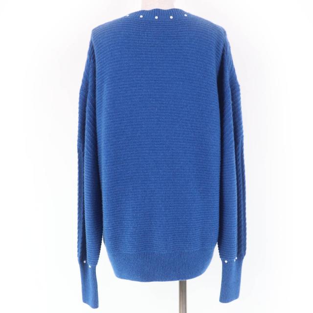 極美品☆CHANEL シャネル P53610K06955 カシミヤ混 ココボタン フェイクパール付 長袖 ニット カーディガン ブルー 38 正規品 レディース_2