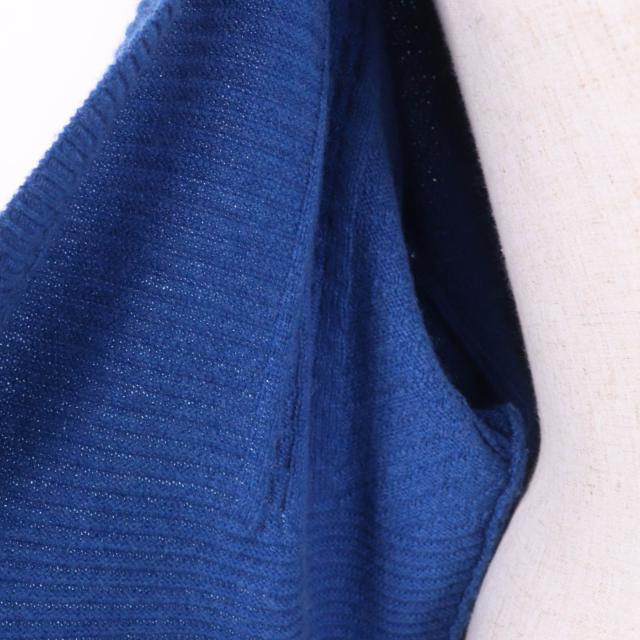 極美品☆CHANEL シャネル P53610K06955 カシミヤ混 ココボタン フェイクパール付 長袖 ニット カーディガン ブルー 38 正規品 レディース_4