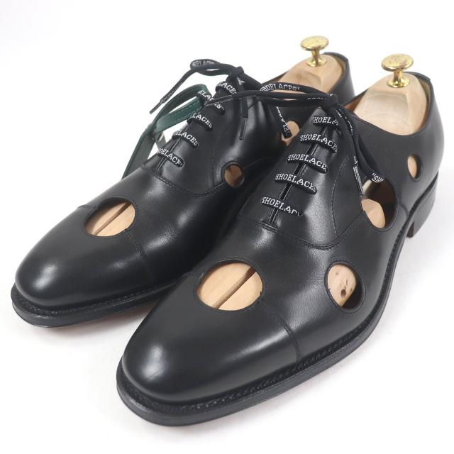 未使用品□Church’s Off-White チャーチ オフホワイト コンサル メテオ レザー ドレスシューズ ブラック 9.5 イタリア製 定価220000円