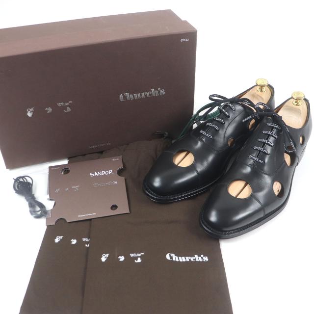 未使用品□Church’s Off-White チャーチ オフホワイト コンサル メテオ レザー ドレスシューズ ブラック 9.5 イタリア製_1