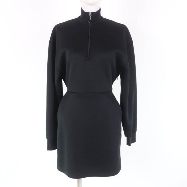 極美品★PRADA プラダ 2023年製 P3K43 トライアングルチャーム付 ジャージードレス ワンピース ブラック 36 伊製 正規品 レディース