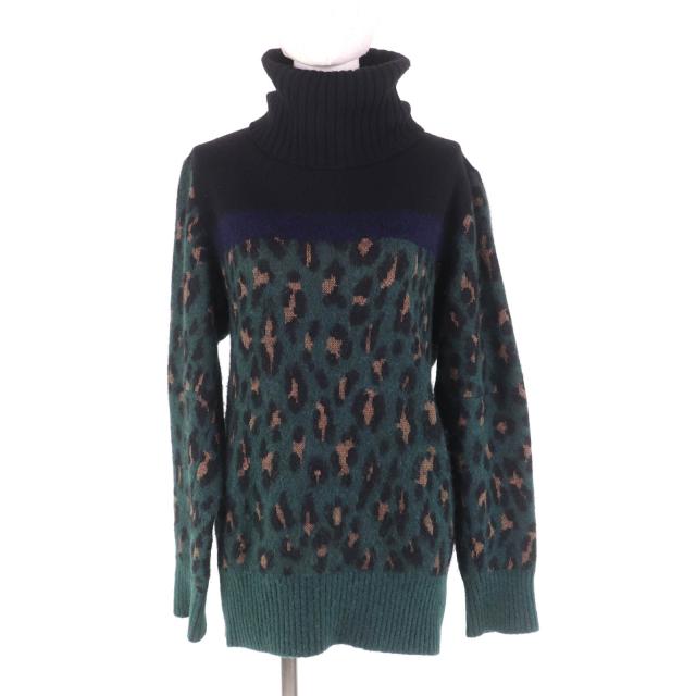 極美品★Sacai サカイ 19AW 19-04555 ウール アルパカ モヘア混 レオパード柄 タートルネック 長袖 ニット マルチ 1 日本製 正規品