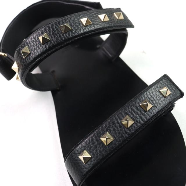 美品○Valentino Garavani ヴァレンティノガラヴァーニ ロックスタッズ ベルトストラップ付き レザー サンダル 43_5