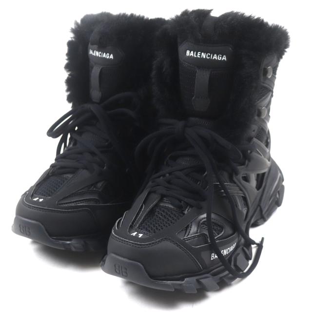 未使用品▼BALENCIAGA バレンシアガ 668557 Track Hike High トラック ハイク ハイ フェイクファー レザー使い ハイカットスニーカー41