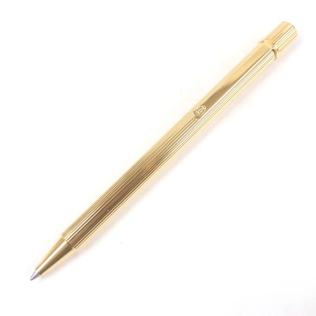 極美品□Cartier カルティエ マスト ドゥ カルティエ ツイスト式 ストライプ ボールペン ゴールド ケース付き フランス製 筆記確認済み