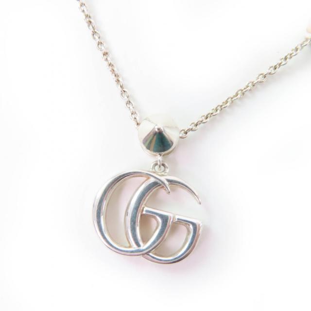 美品☆GUCCI グッチ 527399 ダブルG マザーオブパール ネックレス AG925 シルバー ピンク 箱・保存袋付 伊製 重量10.1g レディース