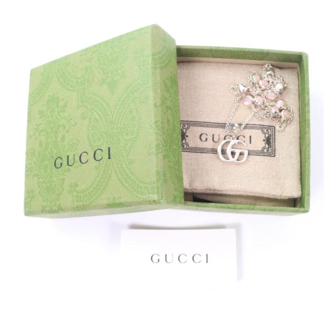 美品☆GUCCI グッチ 527399 ダブルG マザーオブパール ネックレス AG925 シルバー ピンク 箱・保存袋付 伊製 重量10.1g レディース_1
