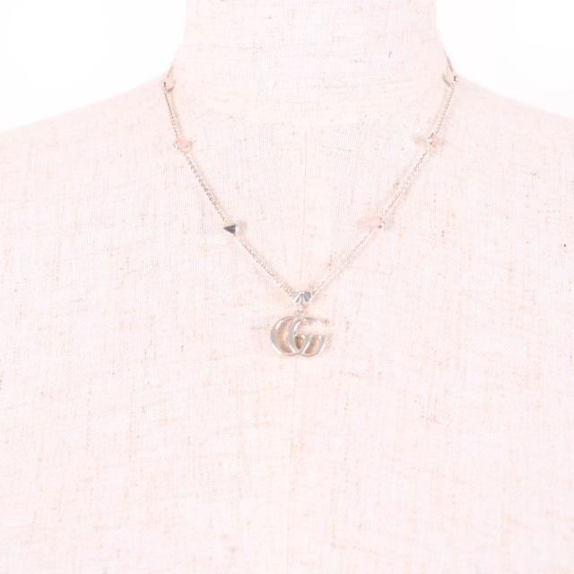 美品☆GUCCI グッチ 527399 ダブルG マザーオブパール ネックレス AG925 シルバー ピンク 箱・保存袋付 伊製 重量10.1g レディース_3