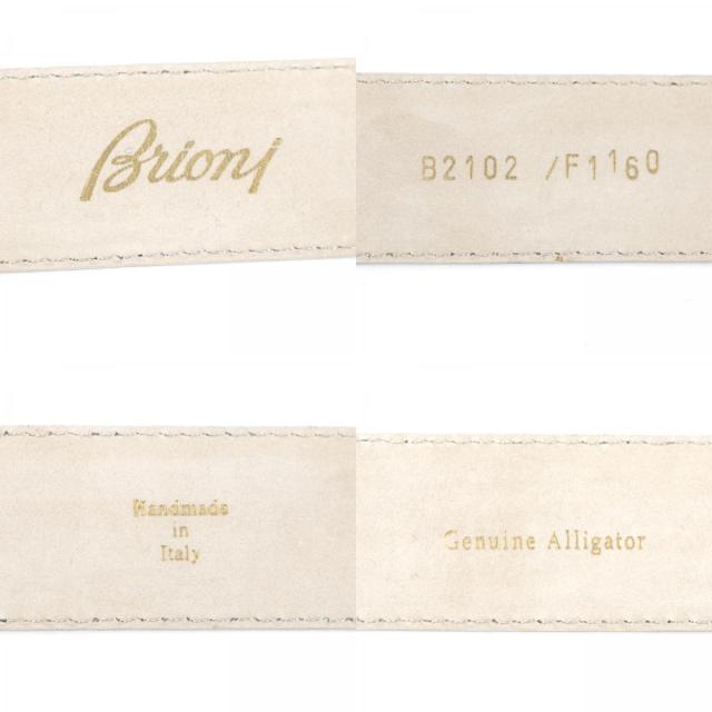 極美品▼Brioni ブリオーニ B2102/F1160 ロゴ刻印入りバックル クロコダイル レザーベルト ベージュ シルバー金具 95 イタリア製 メンズ 極美品▽Brioni ブリオーニ B2102/F1160 ロゴ刻印入りバックル