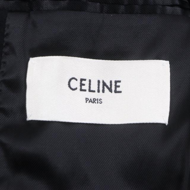極美品▼CELINE セリーヌ 2M025863C ウール90% ロゴ入りボタン シングル チェスターコート ブラック 44 イタリア製 正規品 メンズ_5