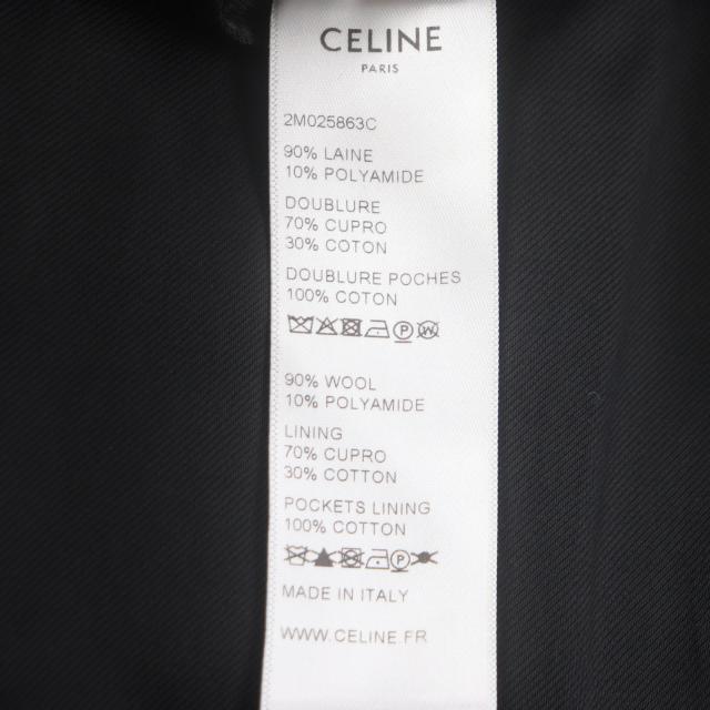 極美品▼CELINE セリーヌ 2M025863C ウール90% ロゴ入りボタン シングル チェスターコート ブラック 44 イタリア製 正規品 メンズ_7