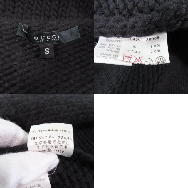 美品★GUCCI グッチ 104561 Vネックカーディガン＋ノースリニット 2点set 厚手 ニット アンサンブル ブラック S イタリア製 正規品_9