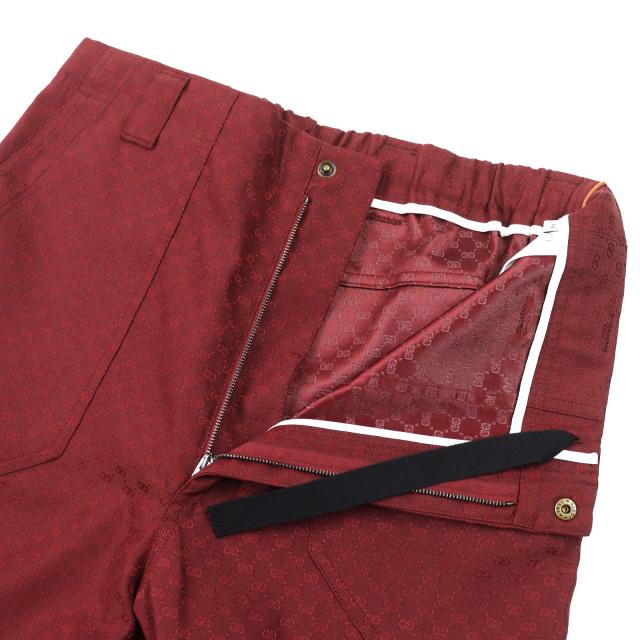 未使用品△GUCCI グッチ 20SS 614939 コットン GGジャガード 裾レイヤードデザインパンツ ランウェイ着用 ボルドー 46 イタリア製 正規品_5