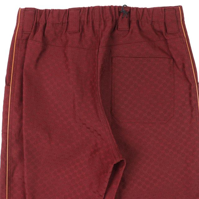 未使用品△GUCCI グッチ 20SS 614939 コットン GGジャガード 裾レイヤードデザインパンツ ランウェイ着用 ボルドー 46 イタリア製 正規品_4
