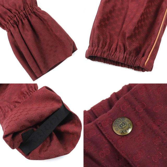 未使用品△GUCCI グッチ 20SS 614939 コットン GGジャガード 裾レイヤードデザインパンツ ランウェイ着用 ボルドー 46 イタリア製 正規品_6