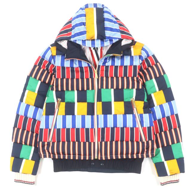 良品▼THOM BROWNE トムブラウン MJD101X-05373 シルク57% ストライプモガドール ZIPUP スキージャケット ダウンジャケット 1 正規品
