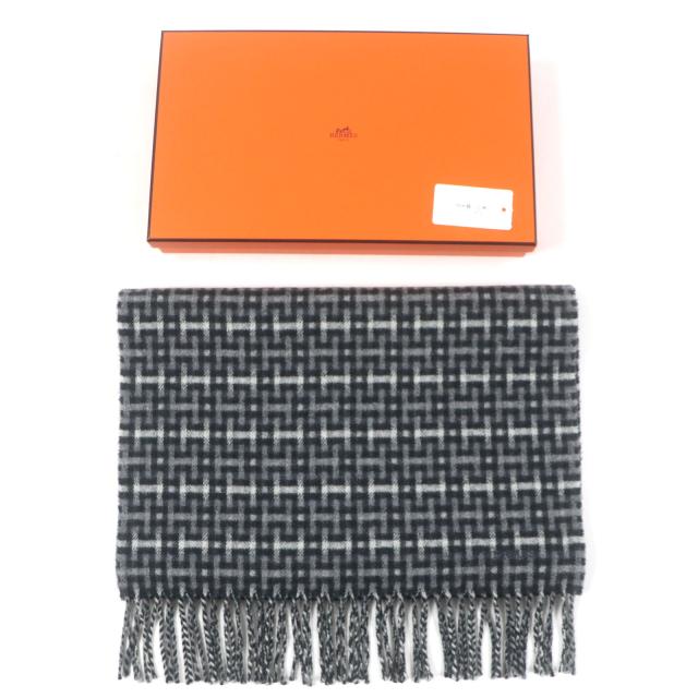 箱&タグ付き✨エルメス レクトヴェルソ カシミヤ マフラー リバーシブル グレー 箱&タグ付き✨エルメス レクトヴェルソ カシミヤ マフラー