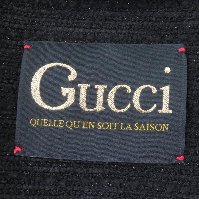 極美品☆GUCCI グッチ 643287 ウール デザインボタン ダブルブレスト ツイード ジャケット ブラック 40 イタリア製 正規品 レディース_6