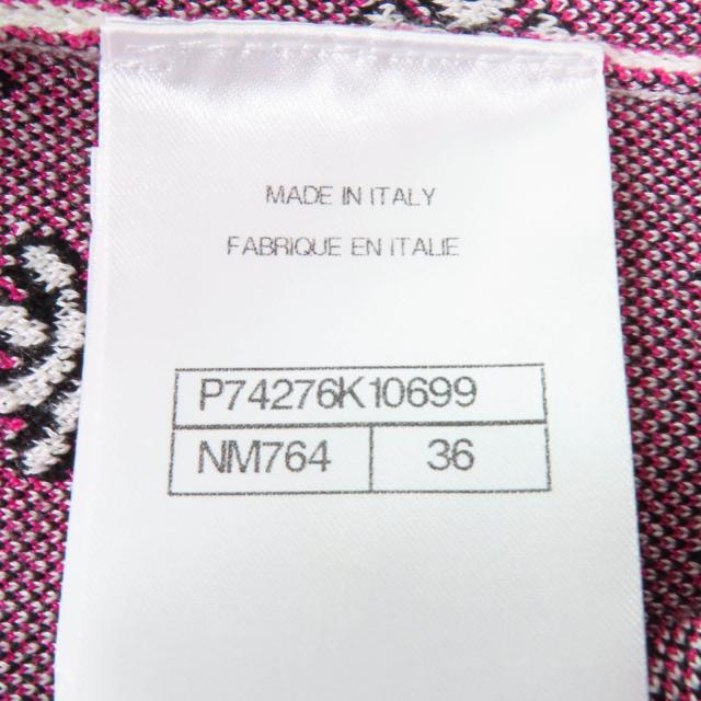 極美品☆CHANEL シャネル 23SS P74276K10699 シルク コットン ココマーク ハーフZIP ニット アイボリー ピンク 36 正規品 レディース_6