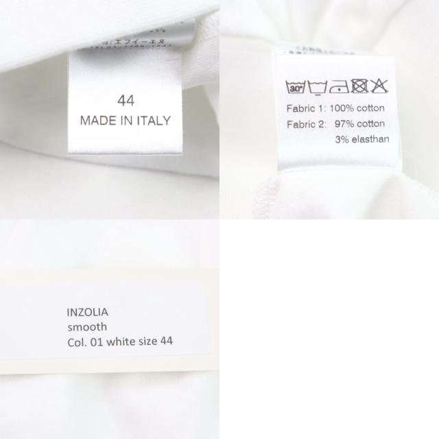 未使用品○ANTICIPO アンティーチポ INZOLIA インツォリア ロゴタグ付き スムースコットン Vネック リブ切替 半袖Ｔシャツ 白 44 正規品 未使用品○ANTICIPO アンティーチポ INZOLIA インツォリア ロゴタグ