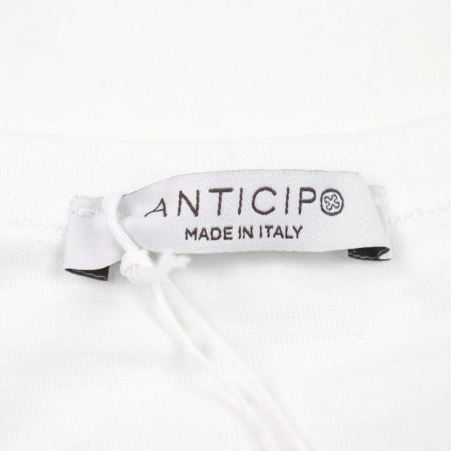 未使用品○ANTICIPO アンティーチポ INZOLIA インツォリア ロゴタグ付き スムースコットン Vネック リブ切替 半袖Ｔシャツ 白 44 正規品 未使用品○ANTICIPO アンティーチポ INZOLIA インツォリア ロゴタグ