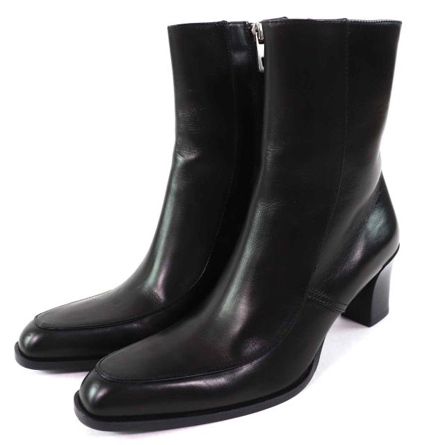 極美品△BALLY バリー TIURA-FE サイドジップ レザー ショートブーツ アンクルブーツ ブラック 35.5 保存袋付き イタリア製 レディース