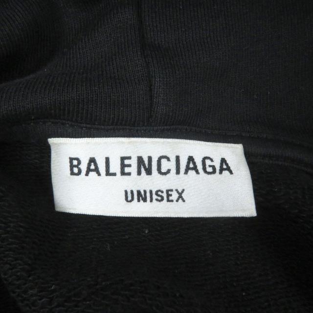 美品□BALENCIAGA バレンシアガ 22AW 578135 コットン100％ BBロゴ ラインストーン プルオーバー パーカー ブラック XS 正規品 メンズ