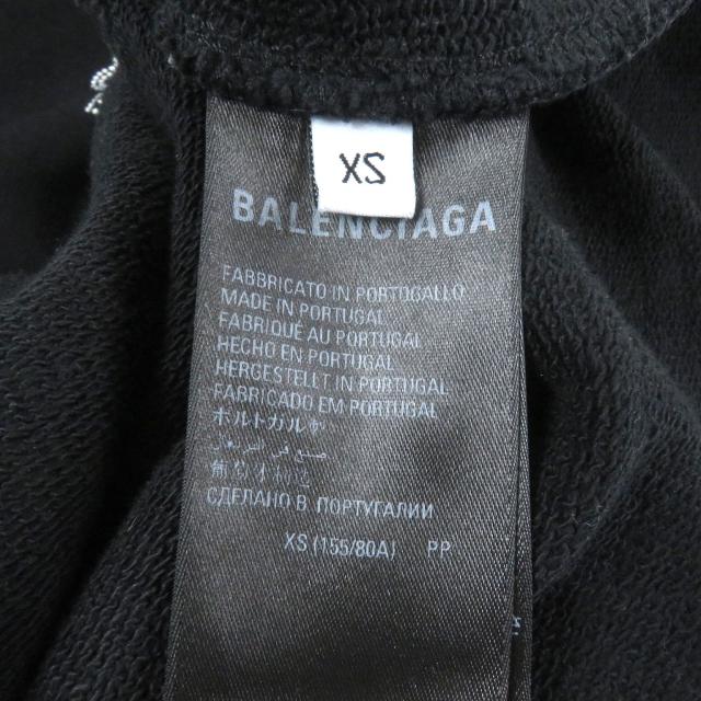 美品□BALENCIAGA バレンシアガ 22AW 578135 コットン100％ BBロゴ ラインストーン プルオーバー パーカー ブラック XS 正規品 メンズ